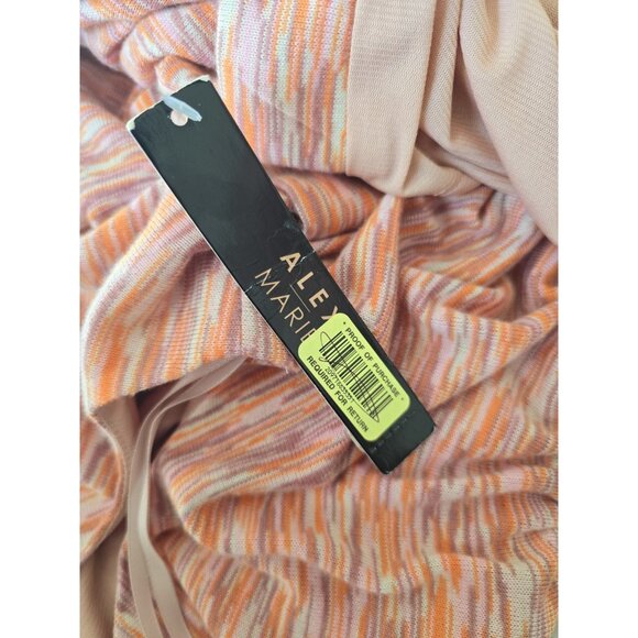 Alex Marie Carmen Orange Knit Ruched Cap Sleeves Sheath V-Neck Lined Dress 8 M - Picture 12 of 14